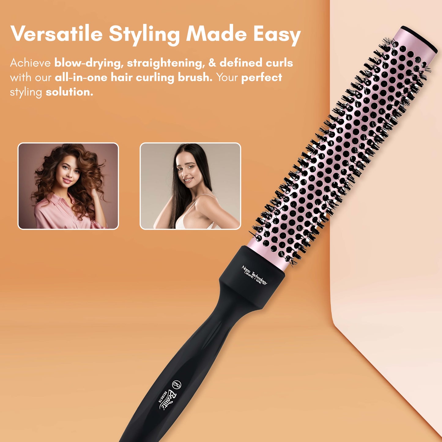 Beauté Secrets Thermo Ceramic Hot Curl Oval Barrel Brush,for Blow-Drying