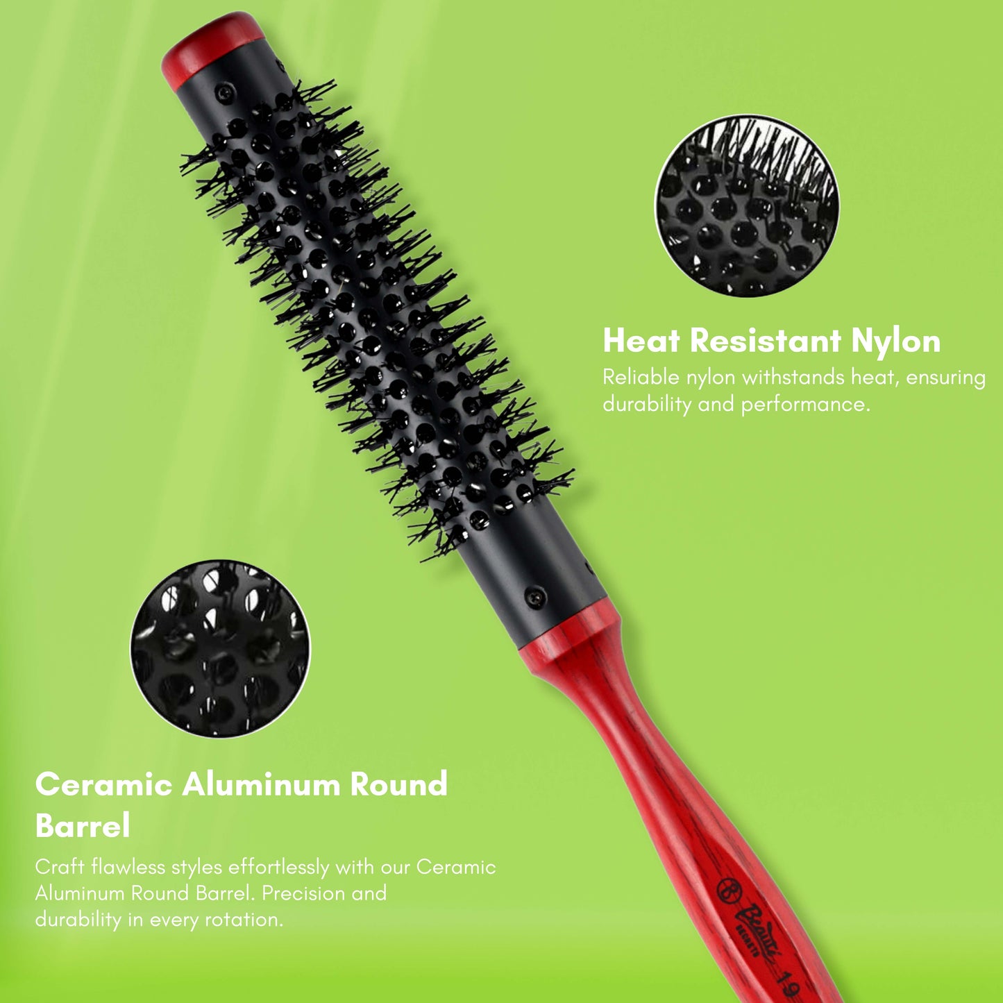 Beauté Secrets Small Round Brush for Blow Drying, 0.75 Inch Mini Quiff Roller Brush