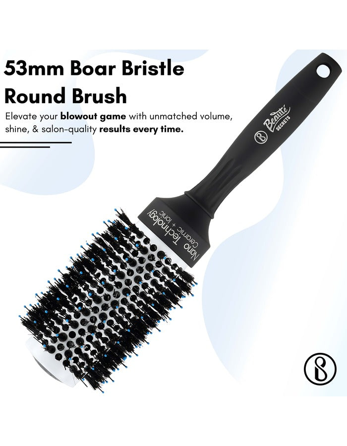 Beauté Secrets Boar Bristles Round Hair Brush, Roller Hair brush for Blow Drying