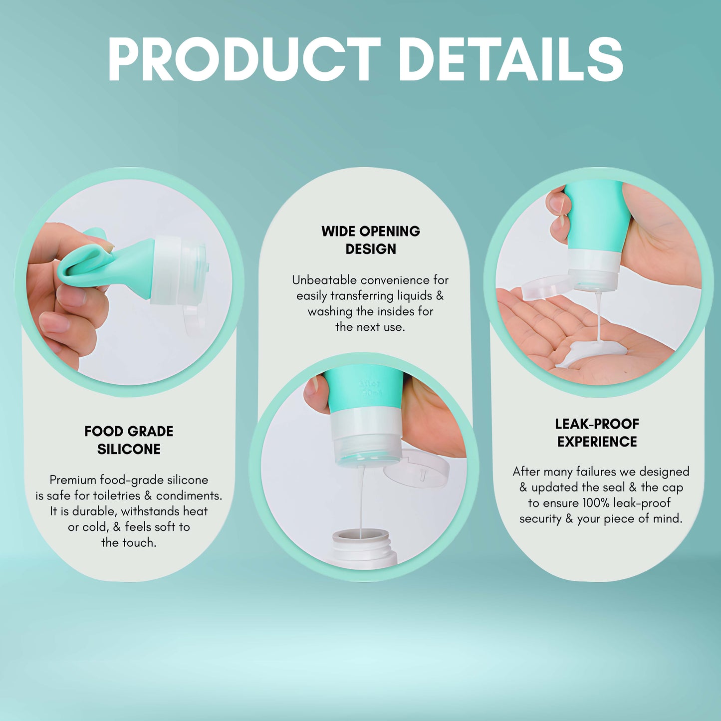 Beauté Secrets 13pcs Travel Bottles for Toiletries 90ML Portable Leak Proof Silicone Containers