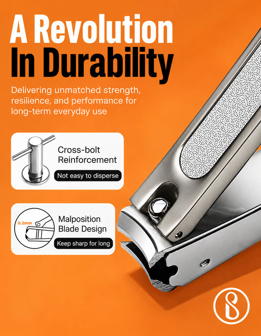 Beauté Secrets Nail Clippers with Nail File, Anti Splash Nail Clipper Set for Thick Nails,Medical Grade Stainless Steel Professional Nail Cutter,Sharp and Durable fingernail Clipper for Men and Women(Gold)