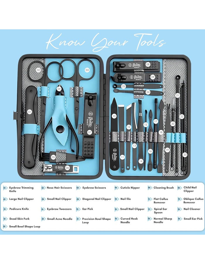 Beauté Secrets Manicure set Fingernails & Toenails with Portable Case
