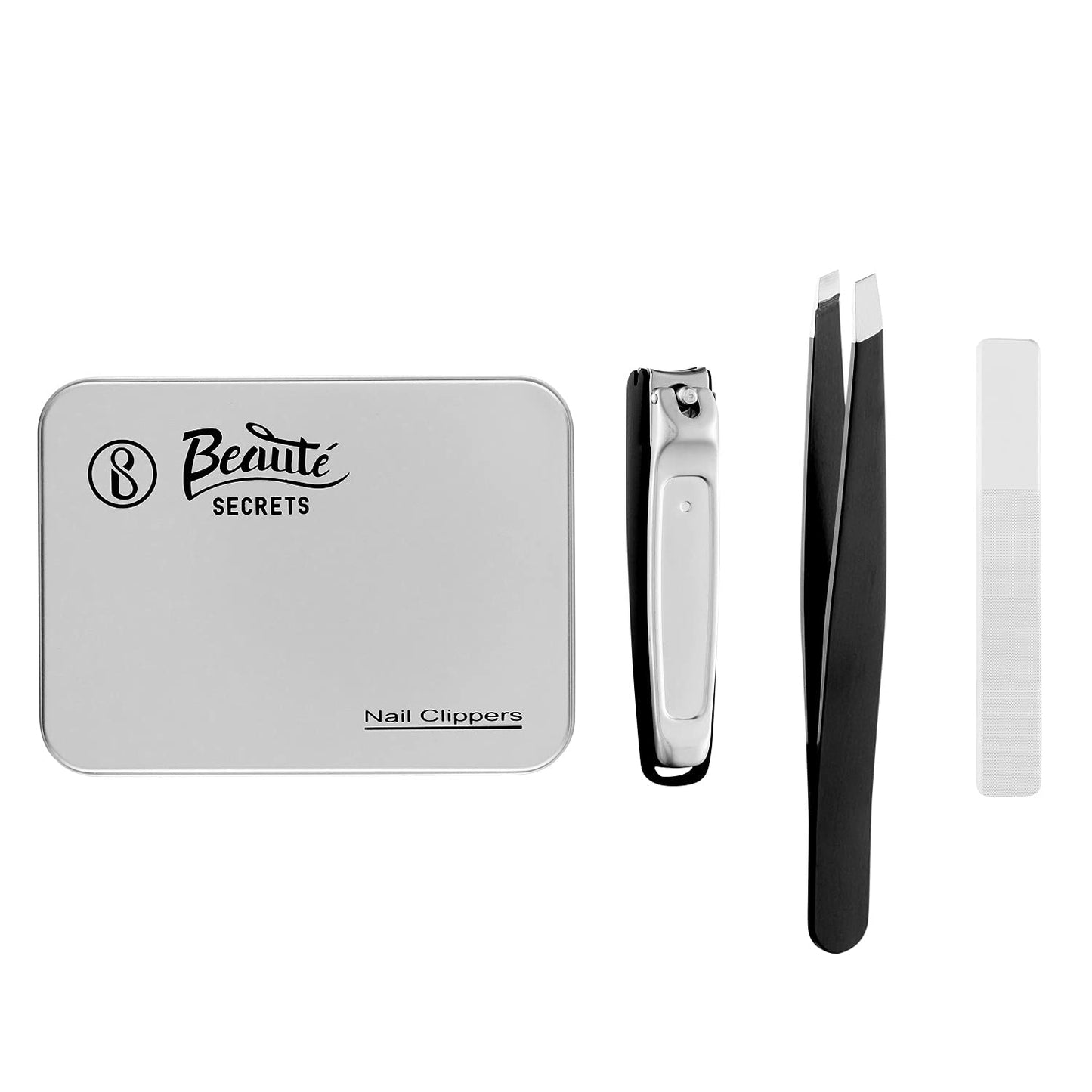 Beauté Secrets 3 piece Set Extra Large Toenail Clippers, Tweezer and Nail Filer for Thick Nails