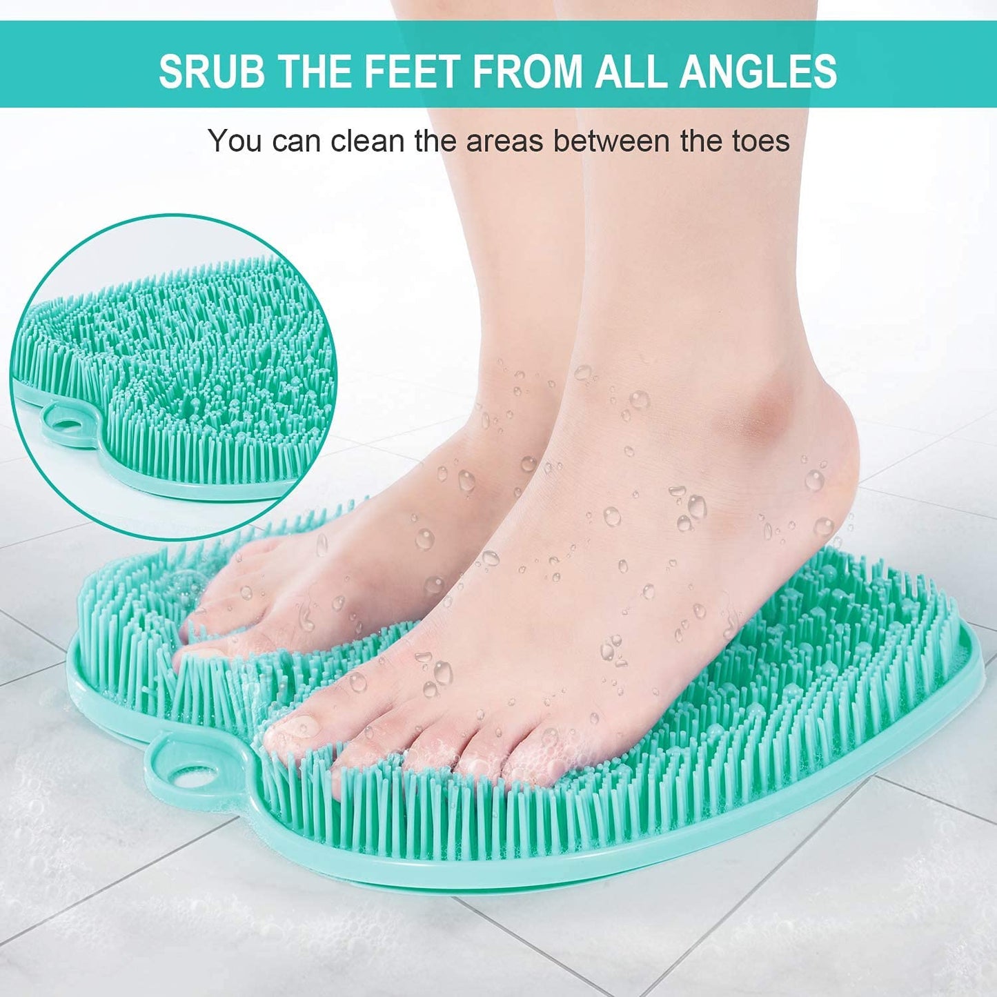 Beauté Secrets foot scrubber mat Cleans Massages Your Feet Without Bending