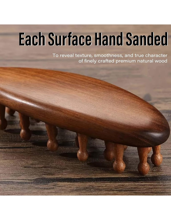 Beauté Secrets Wooden Scalp Massager Hair Growth Brush | Sandalwood Head Massager & Stress Relief Comb Brown