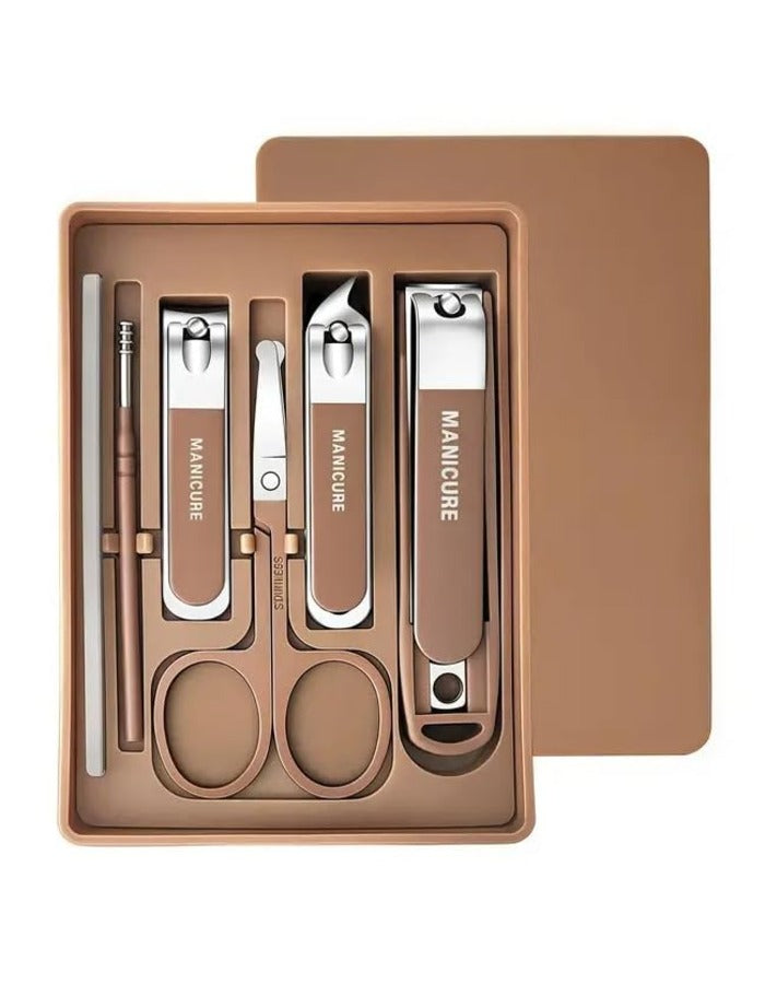 Beauté Secrets Nail Cutter Set | Manicure Pedicure Kit | Nail Grooming Set | Nail Care Kit | Stainless Steel Nail Cutter | Professional Manicure Set | Pedicure Tools Kit for Men & Women, Brown