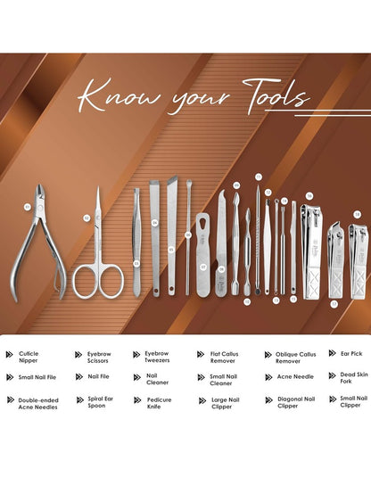 Beauté Secrets 18 Pieces Manicure Kit, Pedicure Tools for Feet, Nail Clipper