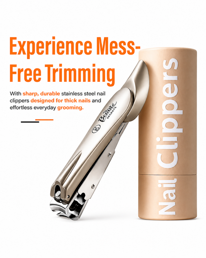 Beauté Secrets Nail Clippers with Nail File, Anti Splash Nail Clipper Set for Thick Nails,Medical Grade Stainless Steel Professional Nail Cutter,Sharp and Durable fingernail Clipper for Men and Women(Gold)