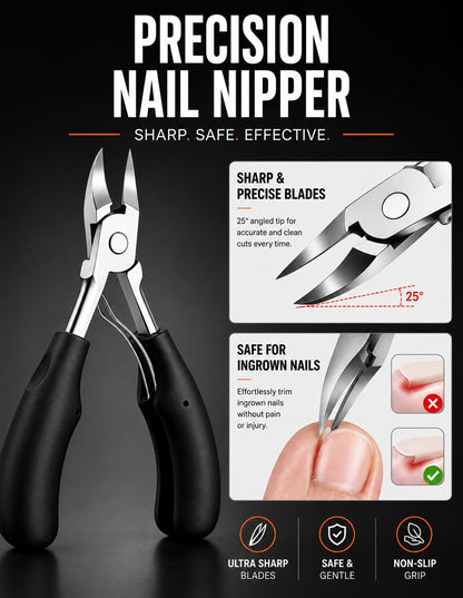 Beauté Secrets Toe Nail Clipper for Ingrown or Thick Toenails, Heavy Duty Toenail Trimmer Nail Clipper Pedicure Tool with Long Handle and Soft Grip for Seniors Black