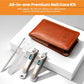 Beauté Secrets Nail Cutter Set for Men & Women | Premium Nail Clipper Kit with File & Ear Cleaner | Pocket Size Grooming Kit with Leather Case, Brown