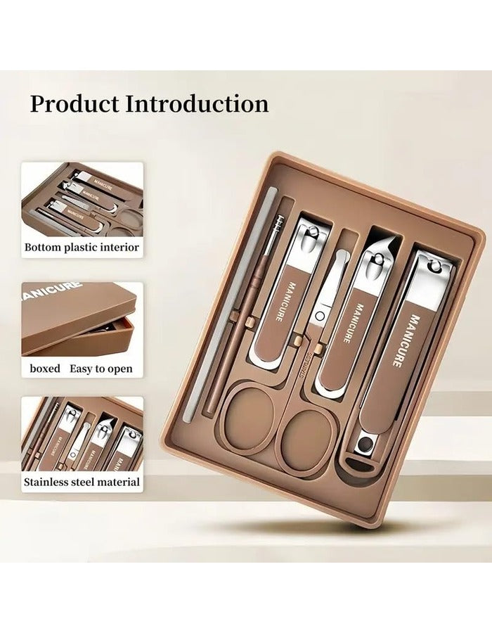 Beauté Secrets Nail Cutter Set | Manicure Pedicure Kit | Nail Grooming Set | Nail Care Kit | Stainless Steel Nail Cutter | Professional Manicure Set | Pedicure Tools Kit for Men & Women, Brown
