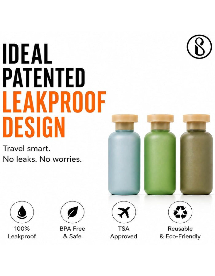 Beauté Secrets Travel Size Bottles Set of 3 | Leakproof Refillable Shampoo & Lotion Containers | Soft Squeeze Cosmetic Travel Bottles | TSA Approved Toiletry Bottles