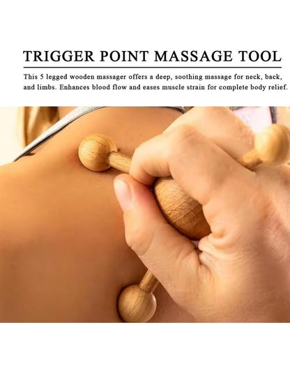 Beauté Secrets Head Massager for Scalp | Wooden Trigger Point Massager Spider Shape 5 Legs | Gua Sha Wooden Body & Scalp Massage Tool