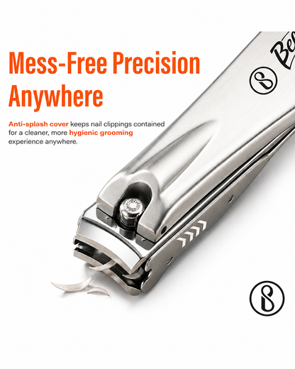 Beauté Secrets Nail Clippers with Nail File, Anti Splash Nail Clipper Set for Thick Nails,Medical Grade Stainless Steel Professional Nail Cutter,Sharp and Durable fingernail Clipper for Men and Women(Gold)