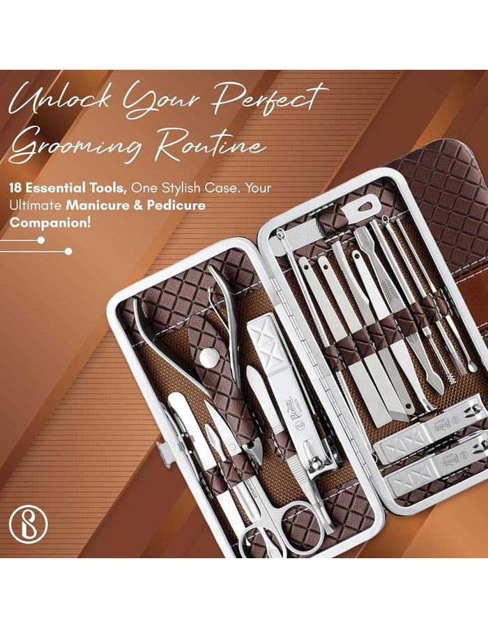Beauté Secrets 18 Pieces Manicure Kit, Pedicure Tools for Feet, Nail Clipper