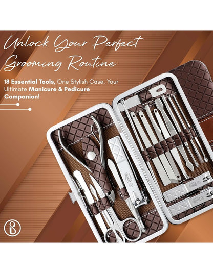 Beauté Secrets 18 Pieces Manicure Kit, Pedicure Tools for Feet, Nail Clipper