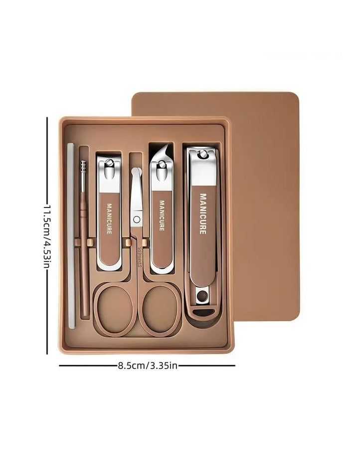 Beauté Secrets Nail Cutter Set | Manicure Pedicure Kit | Nail Grooming Set | Nail Care Kit | Stainless Steel Nail Cutter | Professional Manicure Set | Pedicure Tools Kit for Men & Women, Brown