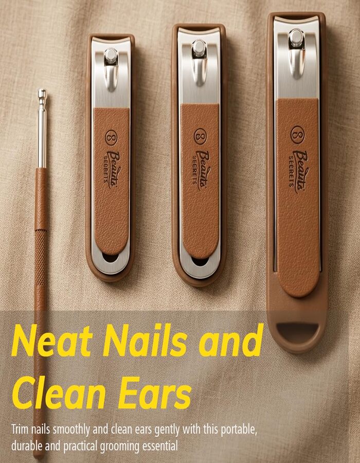 Beauté Secrets Nail Cutter Set | Manicure Pedicure Kit | Nail Grooming Set | Nail Care Kit | Stainless Steel Nail Cutter | Professional Manicure Set | Pedicure Tools Kit for Men & Women, Brown