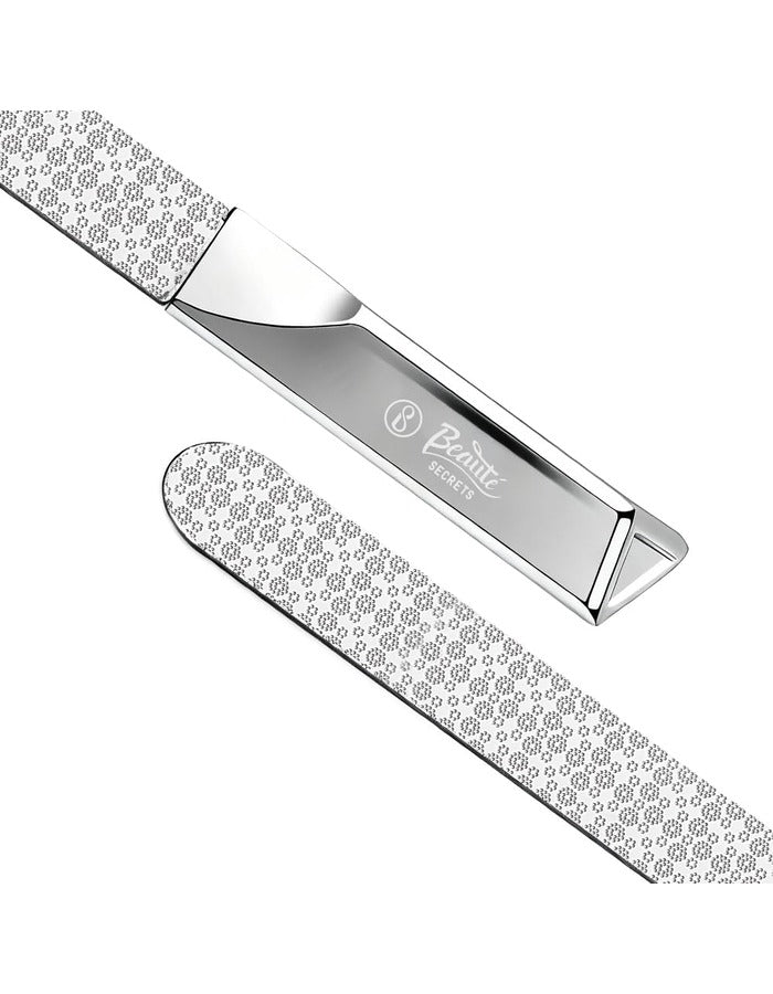 Beauté Secrets Premium Stainless Steel Nail File with Protective Case | Professional Double-Sided Nail Filer for Smooth Shaping For Women & Men