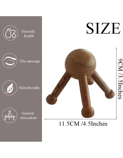 Beauté Secrets Head Massager for Scalp | Wooden Trigger Point Massager Spider Shape 5 Legs | Gua Sha Wooden Body & Scalp Massage Tool
