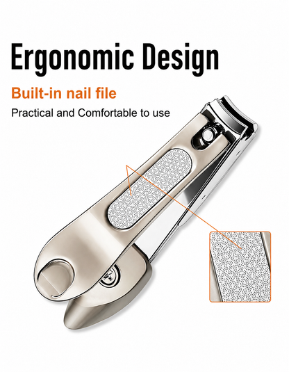 Beauté Secrets Nail Clippers with Nail File, Anti Splash Nail Clipper Set for Thick Nails,Medical Grade Stainless Steel Professional Nail Cutter,Sharp and Durable fingernail Clipper for Men and Women(Gold)