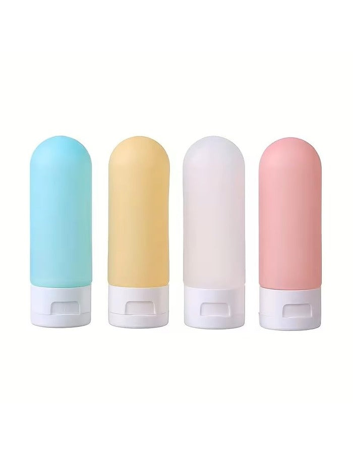 Beauté Secrets Travel Bottles 60ml Set of 4 | Leakproof Silicone Refillable Travel Size Toiletry Containers for Shampoo, Lotion, Conditioner | TSA Approved Mini Travel Bottles