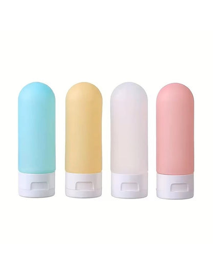Beauté Secrets Travel Bottles 60ml Set of 4 | Leakproof Silicone Refillable Travel Size Toiletry Containers for Shampoo, Lotion, Conditioner | TSA Approved Mini Travel Bottles