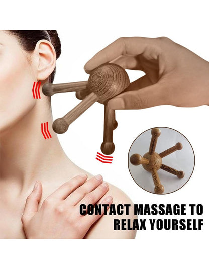 Beauté Secrets Head Massager for Scalp | Wooden Trigger Point Massager Spider Shape 5 Legs | Gua Sha Wooden Body & Scalp Massage Tool