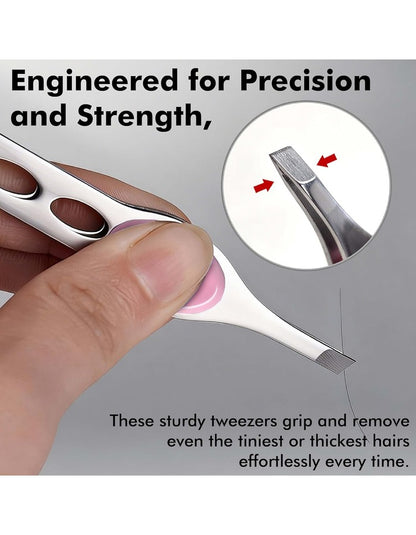 Beauté Secrets Professional 3-Piece Tweezer Set with Travel Case | Wide Slant, Precision Point & Slant Tip Tweezers | Stainless Steel Eyebrow & Facial Hair Removal Kit