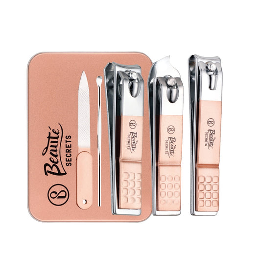 Beauté Secrets Nail Clippers - 5 Pcs Set with Metal Gift Tin Box