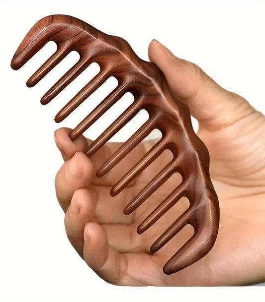 Beauté Secrets Wide Tooth Wooden Comb for Hair Detangling | Wooden scalp massager for hair growth