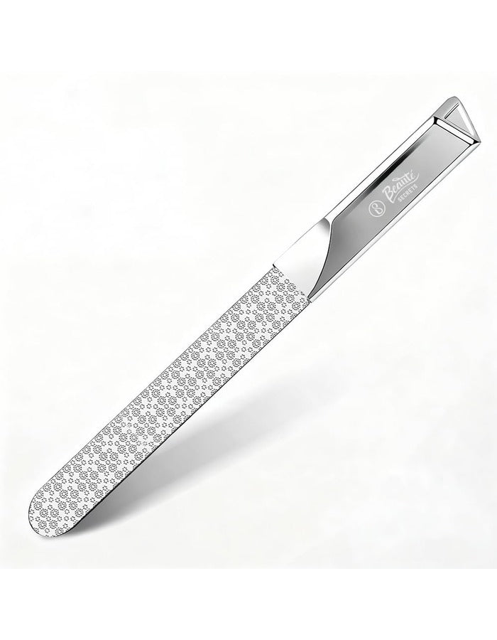 Beauté Secrets Premium Stainless Steel Nail File with Protective Case | Professional Double-Sided Nail Filer for Smooth Shaping For Women & Men