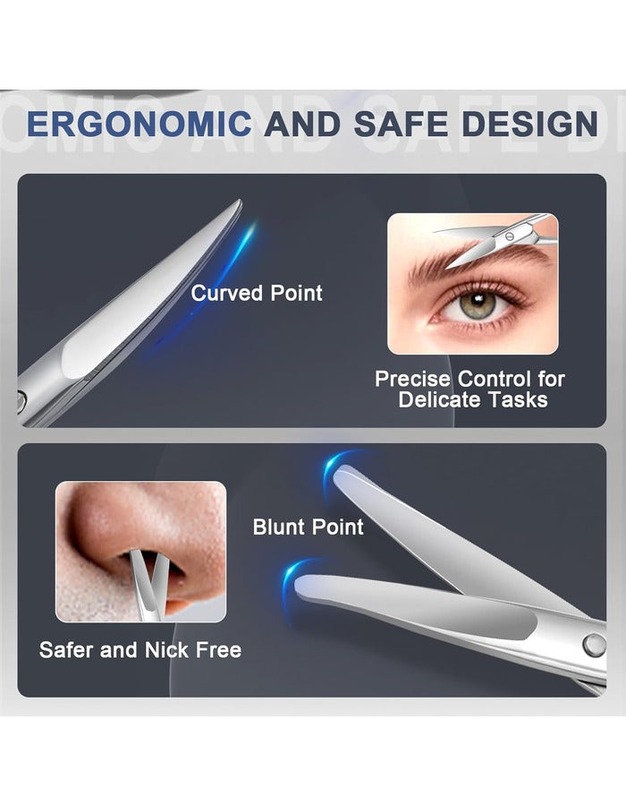 Beauté Secrets Nose Hair Scissors & Grooming Set (Pack of 2) – Ear, Facial, Eyebrow, Beard & Moustache Scissors with Storage Box