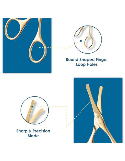 Beauté Secrets Scissors for Hair Cutting, Rounded Facial Hair Nasal Scissors