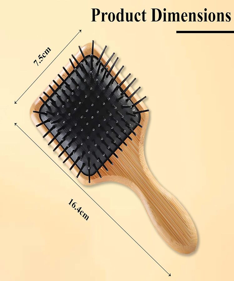 Beauté Secrets Wooden Paddle Hair Brush, Wooden scalp massager for hair growth, Smooth Detangling Brush for Men & Women, Brown