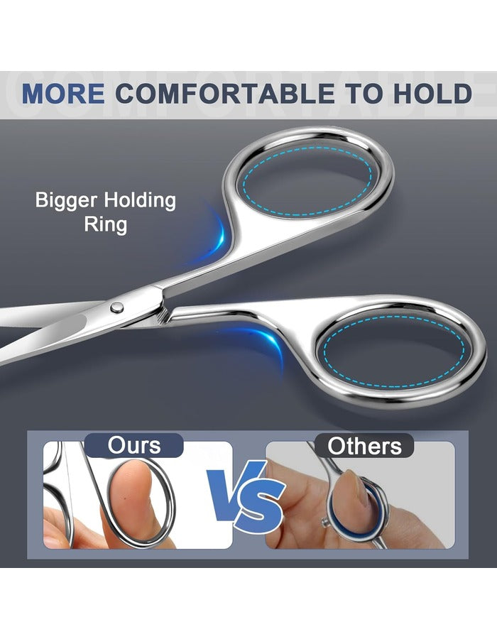 Beauté Secrets Nose Hair Scissors & Grooming Set (Pack of 2) – Ear, Facial, Eyebrow, Beard & Moustache Scissors with Storage Box