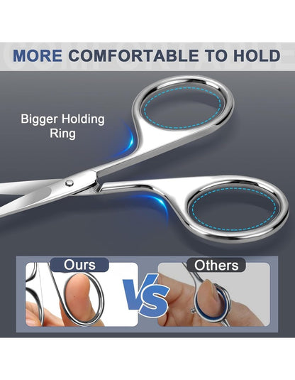 Beauté Secrets Nose Hair Scissors & Grooming Set (Pack of 2) – Ear, Facial, Eyebrow, Beard & Moustache Scissors with Storage Box