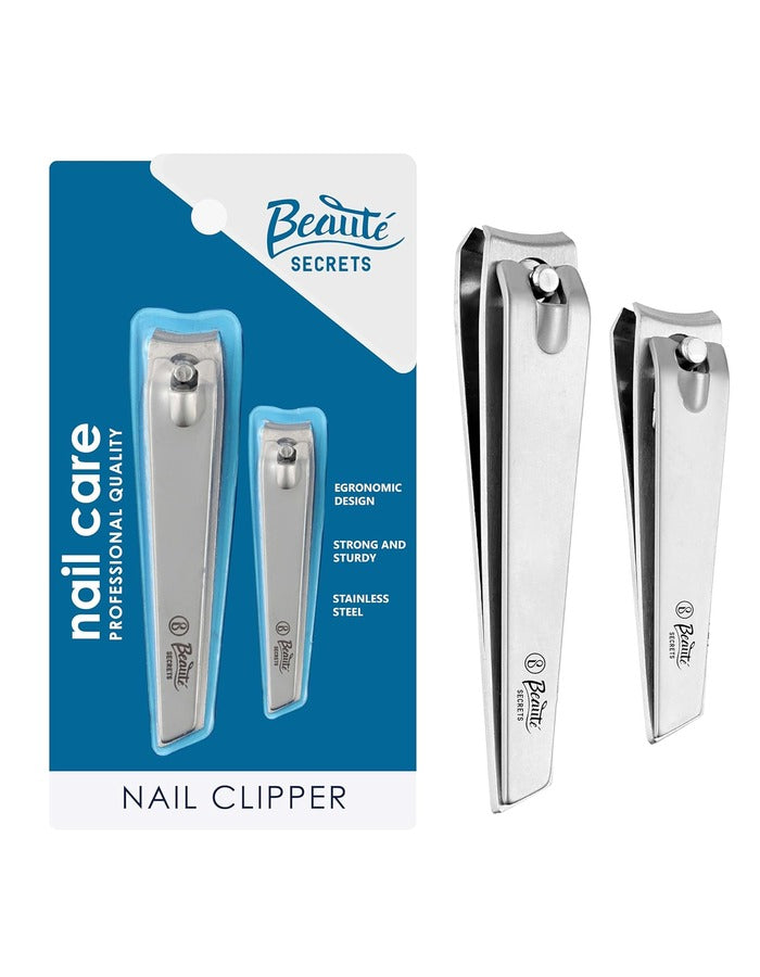 Beauté Secrets Set of 2 Nail Clippers, Toenail Clippers, Fingernail Clipper Cutters