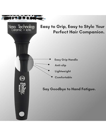 Beauté Secrets 43 mm Round Hair Dryer Brush with Boar and Nylon Bristles