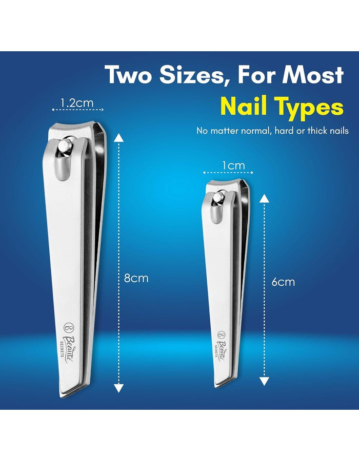 Beauté Secrets Set of 2 Nail Clippers, Toenail Clippers, Fingernail Clipper Cutters