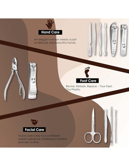 Beauté Secrets 12 in 1 Manicure Pedicure Grooming Kit Gift for Men and Women