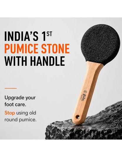 Beauté Secrets Double-Sided Pumice Stone Foot Scrubber with Wooden Handle | Callus Remover for Feet | Dead Skin & Cracked Heel Remover