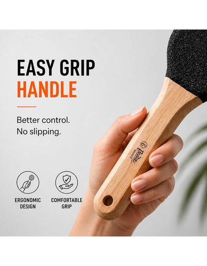 Beauté Secrets Double-Sided Pumice Stone Foot Scrubber with Wooden Handle | Callus Remover for Feet | Dead Skin & Cracked Heel Remover