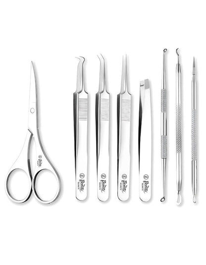 Beauté Secrets Blackhead Remover Tool Set of 8, Pimple Comedown Extractor, Whitehead Popping Treatment for Blemish, Zit Removing on Nose Face Skin