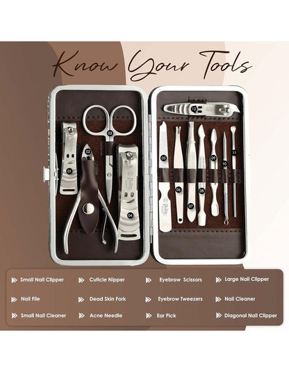 Beauté Secrets 12 in 1 Manicure Pedicure Grooming Kit Gift for Men and Women