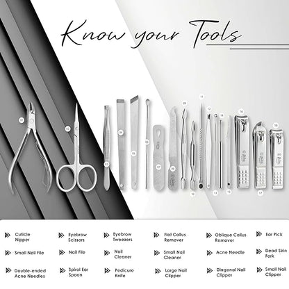 Beauté Secrets 18 in 1 Manicure Pedicure Kit with Nail Cutter