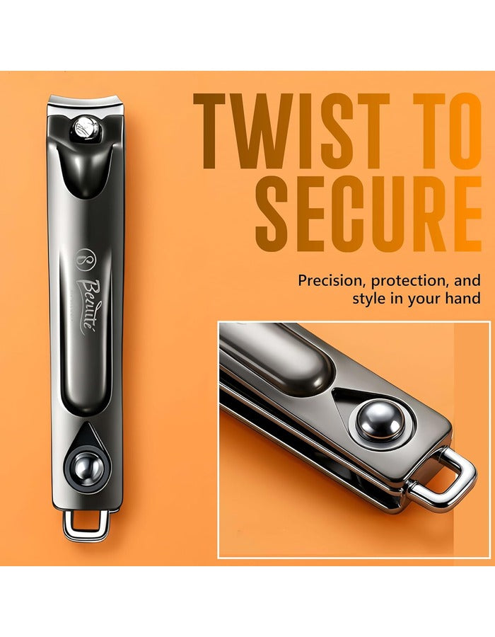 Beauté Secrets Adult Nail Cutter with Inbuilt Nail Filer | Premium Stainless Steel Nail Clipper | Ultra Sharp Heavy Duty Nail Trimmer for Men & Women | Professional Grooming Tool