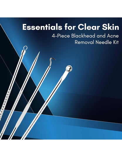 Beauté Secrets Blackhead Acne Removal Needle Kit 4 Pcs Cleaning Tools