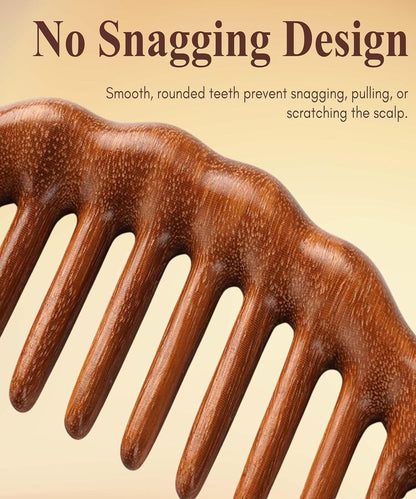 Beauté Secrets Wide Tooth Wooden Comb for Hair Detangling | Wooden scalp massager for hair growth