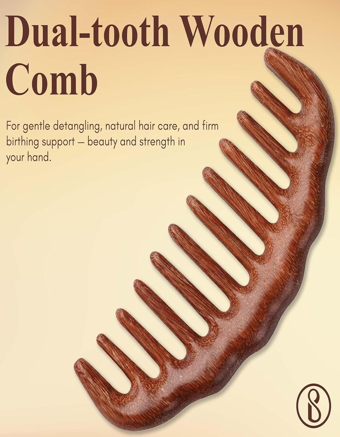Beauté Secrets Wide Tooth Wooden Comb for Hair Detangling | Wooden scalp massager for hair growth